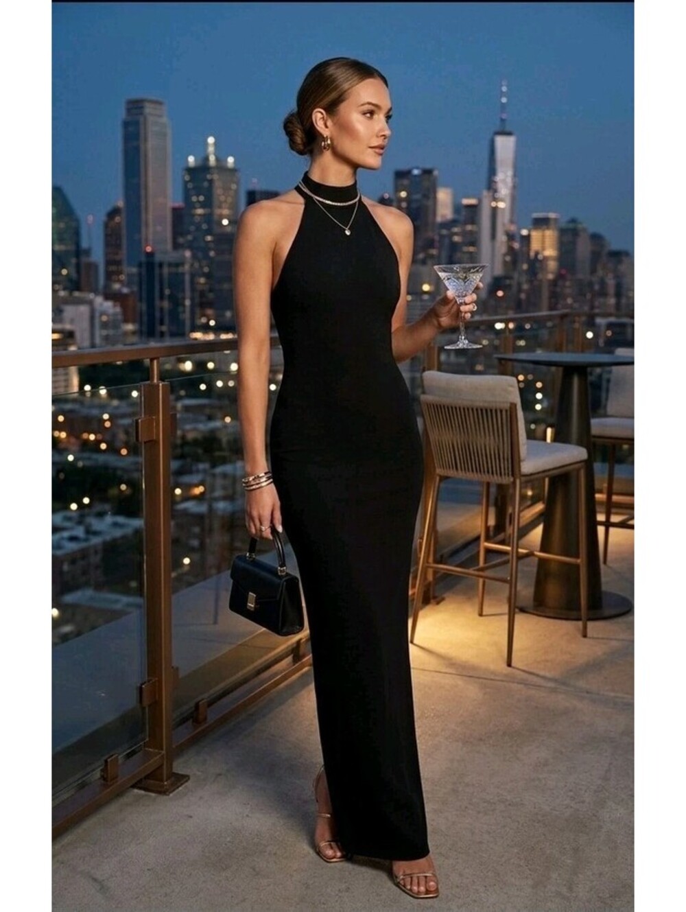 Lulus Black Halter Maxi Dress Small Backless Formal Evening Wedding Guest...